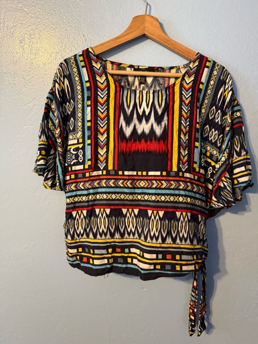 Melissa Paige Multicolor Geometric Print Blouse - Black, Red, Yellow, Teal